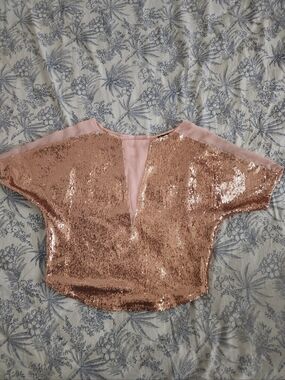 Sparkle & Fade Blush Top with Rose Gold Sequins